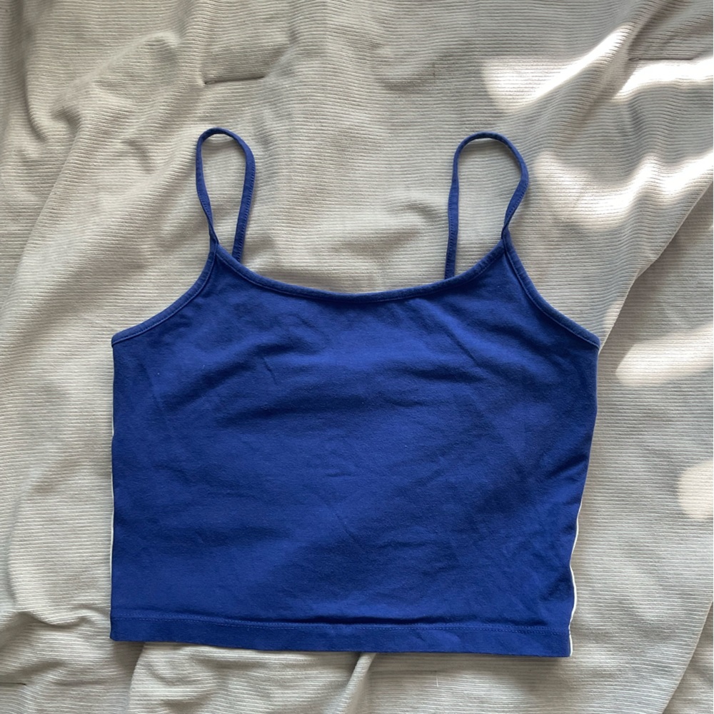 Royal Blue Side Striped Spaghetti Strap Crop Top | Forever 21